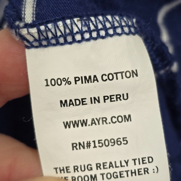 AYR Shirt Mens Shirt XL Blue Striped Short Sleeve Pullover Pima Cotton Stretch - Picture 5 of 10